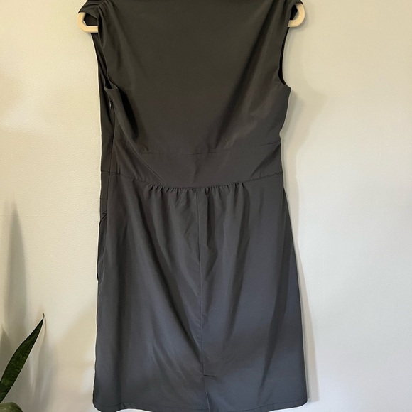 Athleta Gray Ruched Wrap Midi Dress - Picture 4 of 5